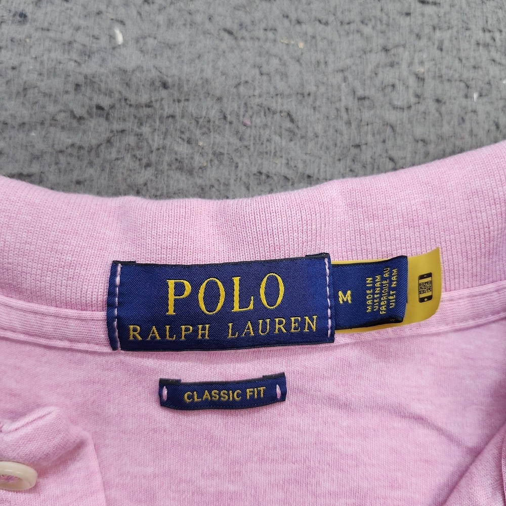 Polo Ralph Lauren Mens Classic Fit Polo Shirt Pink Heather Short Sleeve Medium - Picture 3 of 7